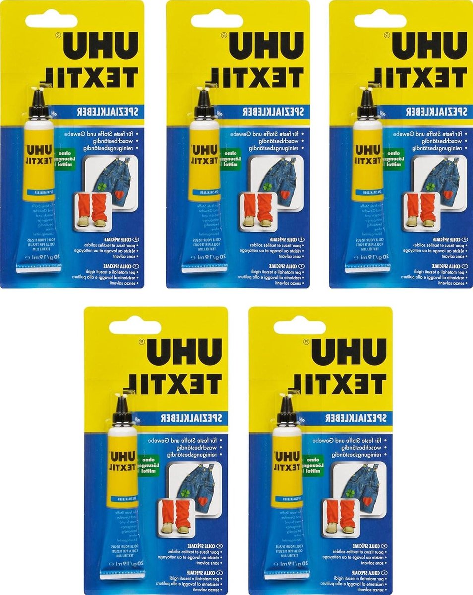 Textiel Lijm - Stof Kit - Kleding Reparatie - Waterbestendig - 5 x 20g - Transparant