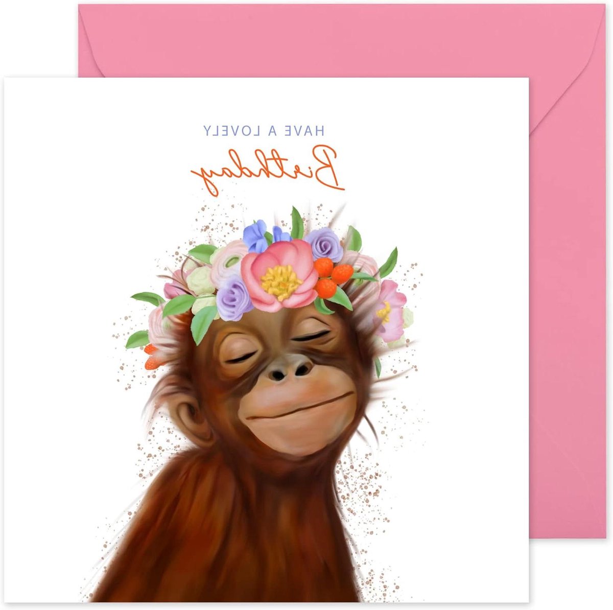 Verjaardagskaart - Wenskaart Feestkaart - Iemand Vrolijk Maken - Met Stickers - 145 x 145 cm - Bloemen Aap