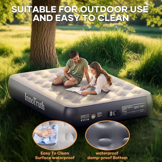Luchtbed Vol Met Ingebouwde Pomp - 33 cm Hoog Comfort - Duurzaam Opblaasbaar Matras voor Gasten en Camping — afbeelding 5
