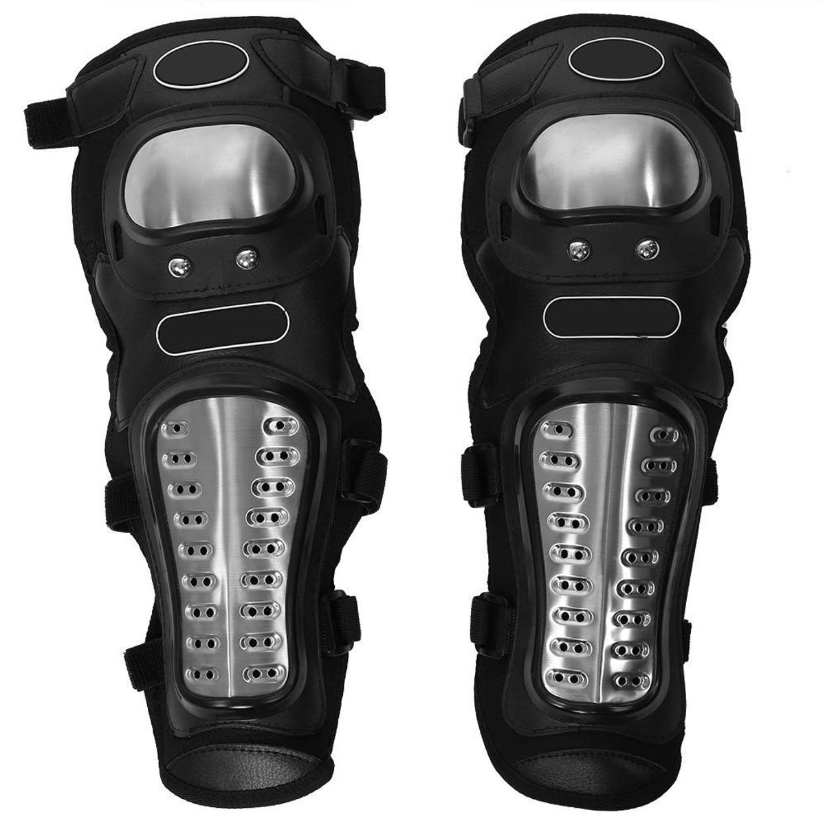 Kniebeschermers Motor - Kniebescherming Scheenbescherming - Motorrijden Beschermen - Roestvrijstalen Bepantsering - 43 x 16 x 10 cm - Zilver