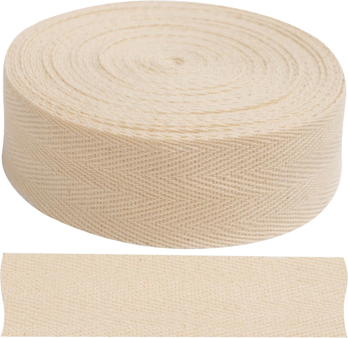 - C77652 - Köpergalonband met visgraatpatroon 9 meter x 30 mm - katoen - kleur naturel