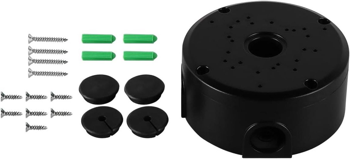 Camera Junction Box - Verbergingsdoos Beveiliging - Kabels Organiseren - Versterkte ABS Constructie - 12x12x5.3 cm - Zwart