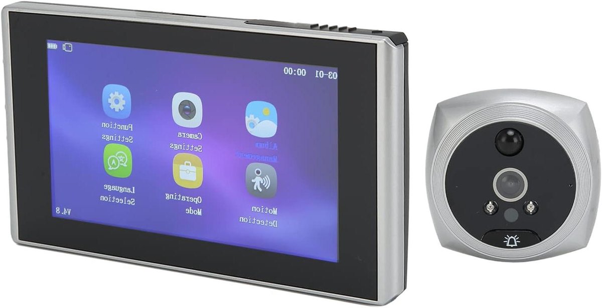 Digitale Deurkijker - Deurcamera Deurspion - Veilig Thuis - 160 Graden Kijkhoek - 45 Inch - Zilver