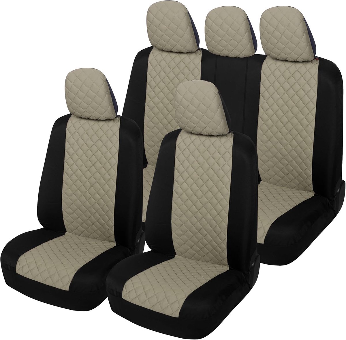 Universele autostoelhoezen - Stoelbekleding Auto - Autostoelen Beschermen - Gewatteerd Polyester - Voorstoelen Set - Grijs – foto 2