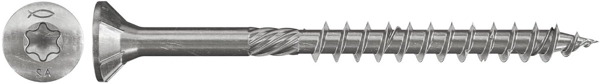 Houtbouwschroeven - Spaanplaatschroeven Schroeven - Buitenbevestigingen - Roestvrij Staal A4 - 80 x 80 mm - Zilver
