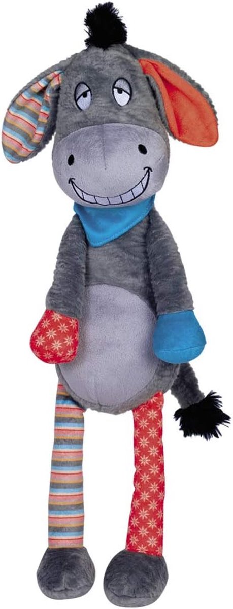 Pluche Ezel - Knuffeldier Hond - Spelen en Plezier - Met Pieper - 56 cm - Grijs