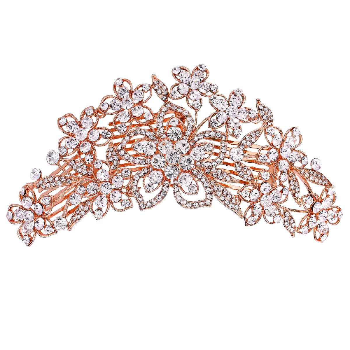 FAITH Vrouwen Oostenrijkse Kristal Bruiloft Elegante Bloem Cluster Haar Kam Clear Rose Goud-Tone