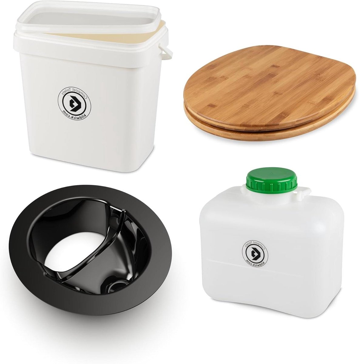Composttoilet Bouwpakket - Droogtoilet Zelfbouw - Hygiënisch Werken - Scheidt Vloeistoffen Vast - XL Inzetstuk 48cm - Klassiek Wit