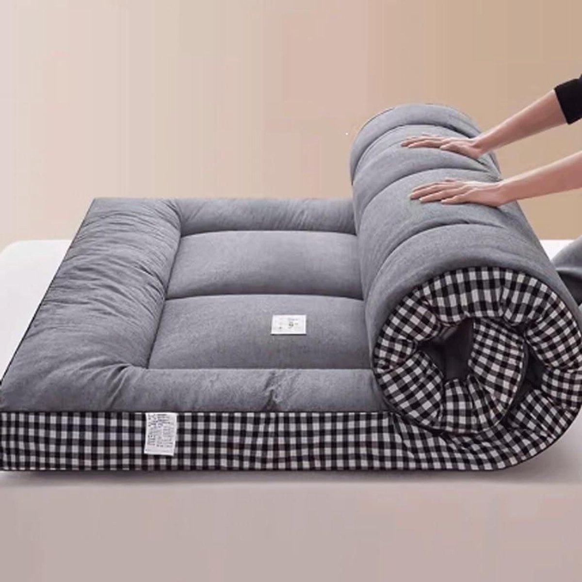 Vloermatras Futon - Japanse Mat - Comfortabel Slapen - Opvouwbaar Ontwerp - 90x200cm - Blauw