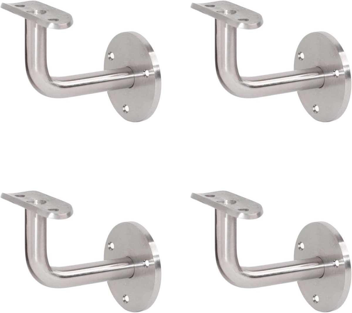 Leuninghouder Set - Trapleuning Drager - Balustrade Bevestiging - Roestvrij Staal - 4 Stuks - Zilverkleurig