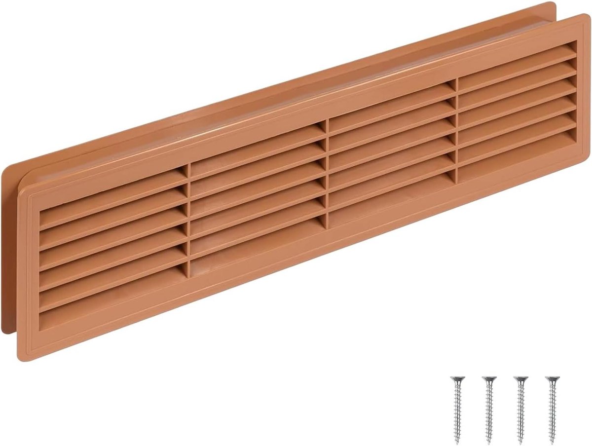 Ventilatierooster - Luchtuitlaat kraag - Binnendeur ventilatie - Kunststof materiaal - 120x440mm - Elzenkleur