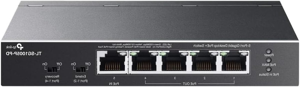 Netwerk Switch - Gigabit Hub - Netwerk Uitbreiding - PoE++ Ondersteuning - 66W Budget - Zwart