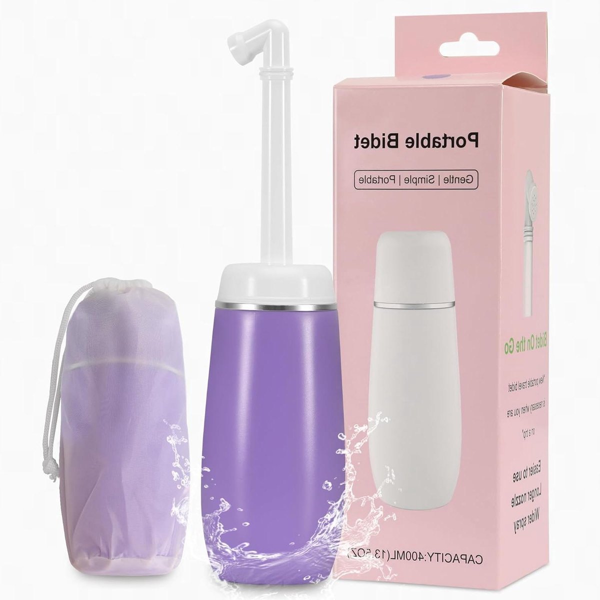 Draagbaar Bidet - Reis Bidet Fles - Persoonlijke Hygiëne - Lekvrij Ontwerp - 400ml Capaciteit - Paars