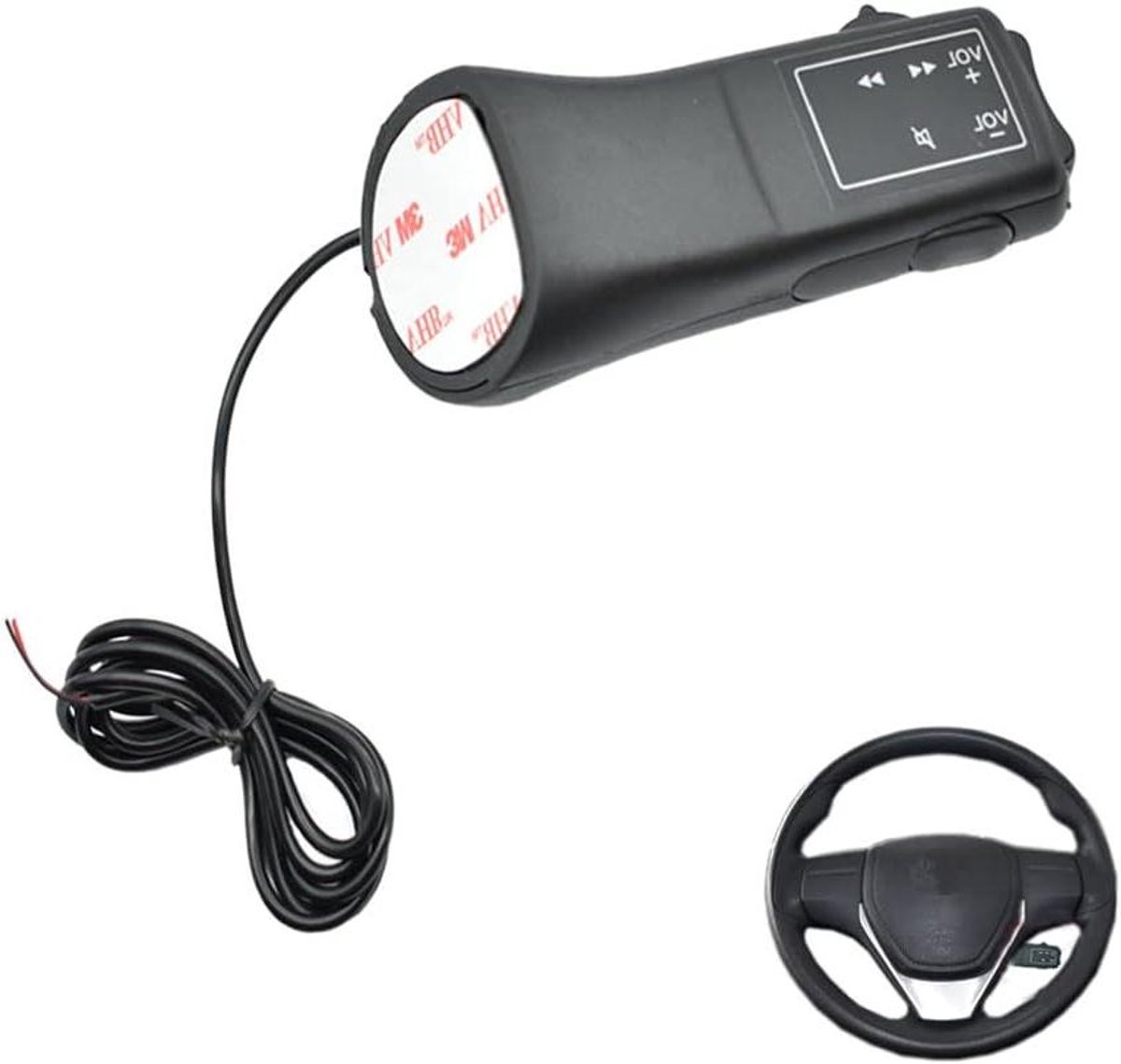 Stuurwiel Afstandsbediening - Universele Bediening - Autoradio Bediening - Eenvoudige Installatie - Compact Ontwerp - Zwart