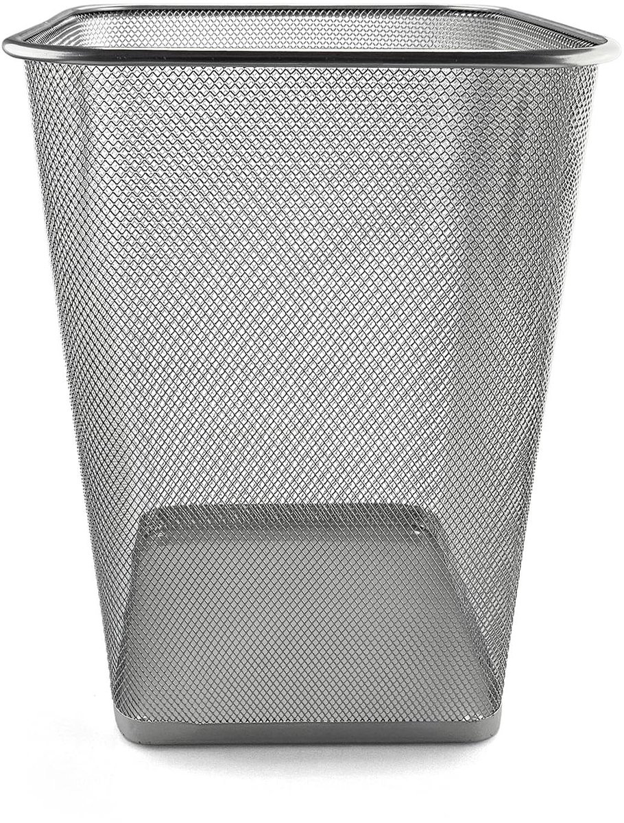 Prullenbak Metaal - Afvalbak Net - Kantoor Organisatie - Robuuste Gaasconstructie - 18 Liter - Zilver