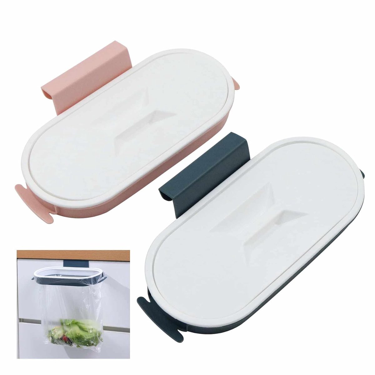 afvalzakhouder, afvalzakken, opbergrek, trash tas, organizer, boven de kast, plastic zakhouder voor het verzamelen van keukenafval en voor het reinigen van de keuken (2 stuks)