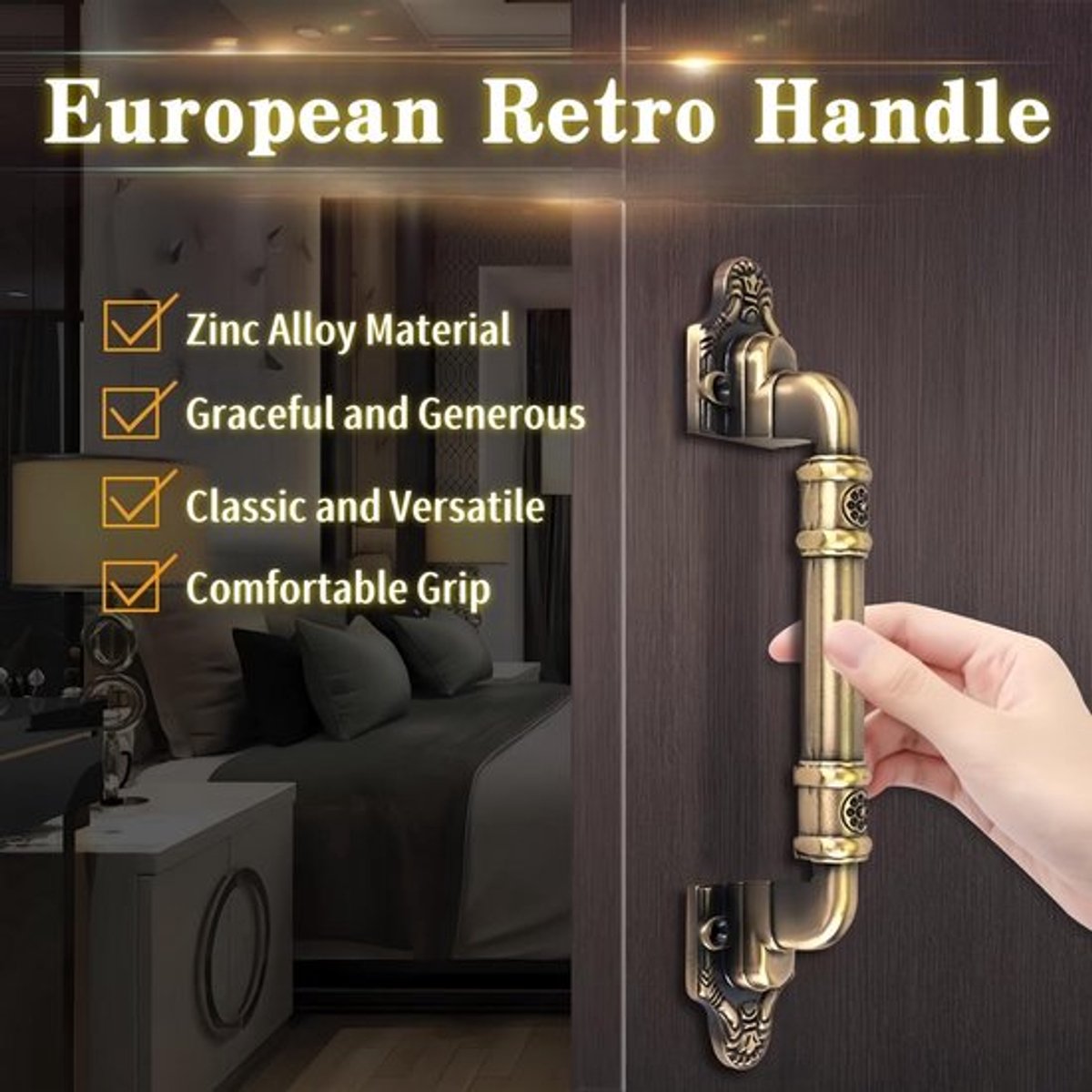 Dailygoods- Deurklink Antiek Ontwerp - Deurgreep Retro - Houten