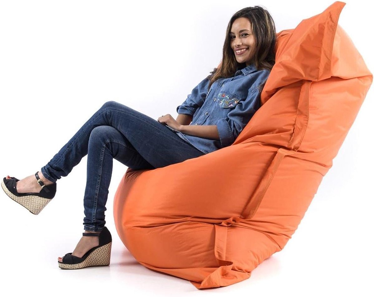 Reusachtige Poef - Zitzak XXL - Ontspannen Zitten - Afneembare Hoes - 170 x 130 cm - Oranje