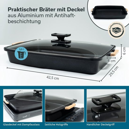Gas Kooktoestel met Pan - Camping Kooktoestel Outdoor - Buiten Koken - Magnetische Cartouche Aansluiting - XL met Pan - Aluminium — afbeelding 3