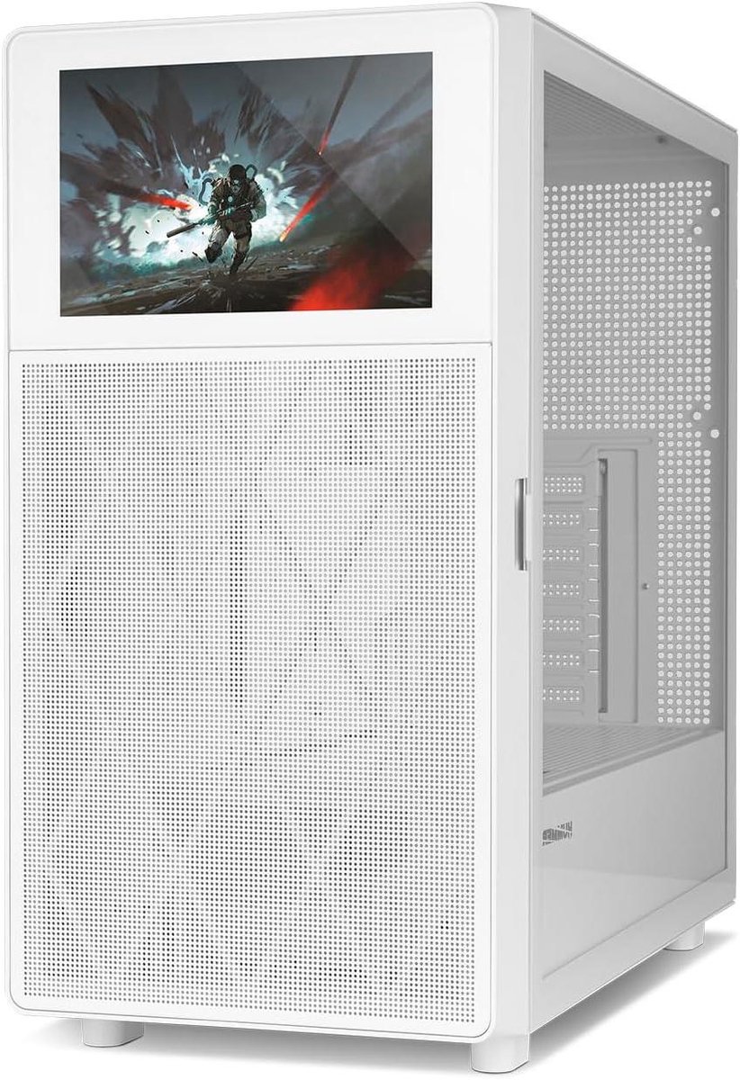 Computer Behuizing - PC Case - PC Bouwen - Aanpasbaar LCD Scherm - 47 x 23 x 456 cm - Wit