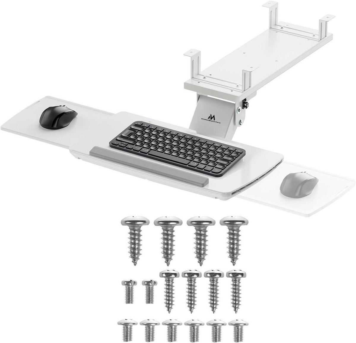 Toetsenbordlade Onder Bureau - Werkplek Organizer - Ergonomisch Werken - Inclusief Muismat - 46-64 cm Breed - Wit