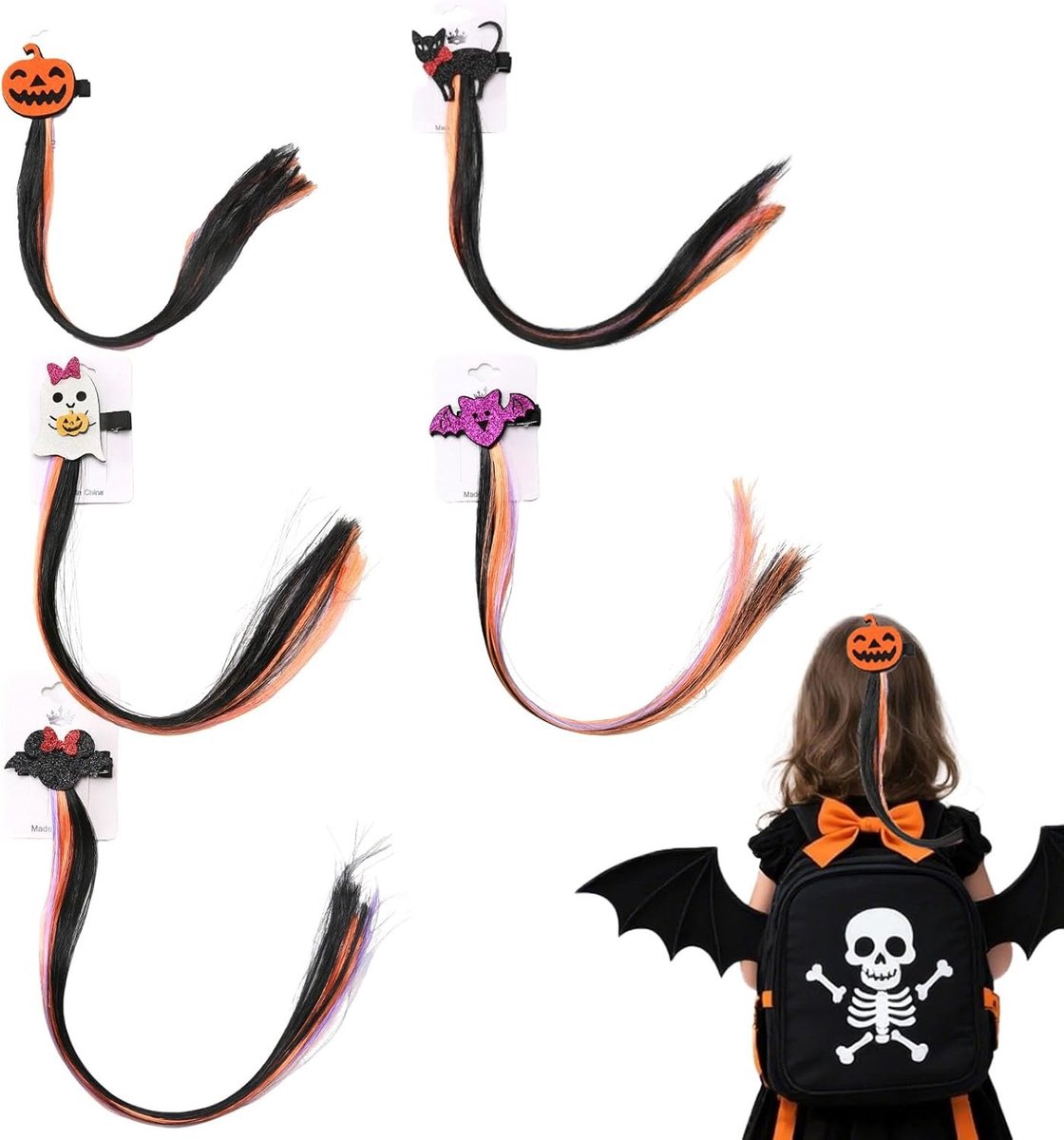 5 Stuks Haarverlengingsclips voor Halloween Kostuum, Cosplay en Verkleedfeest - Glad Haar Accessoires
