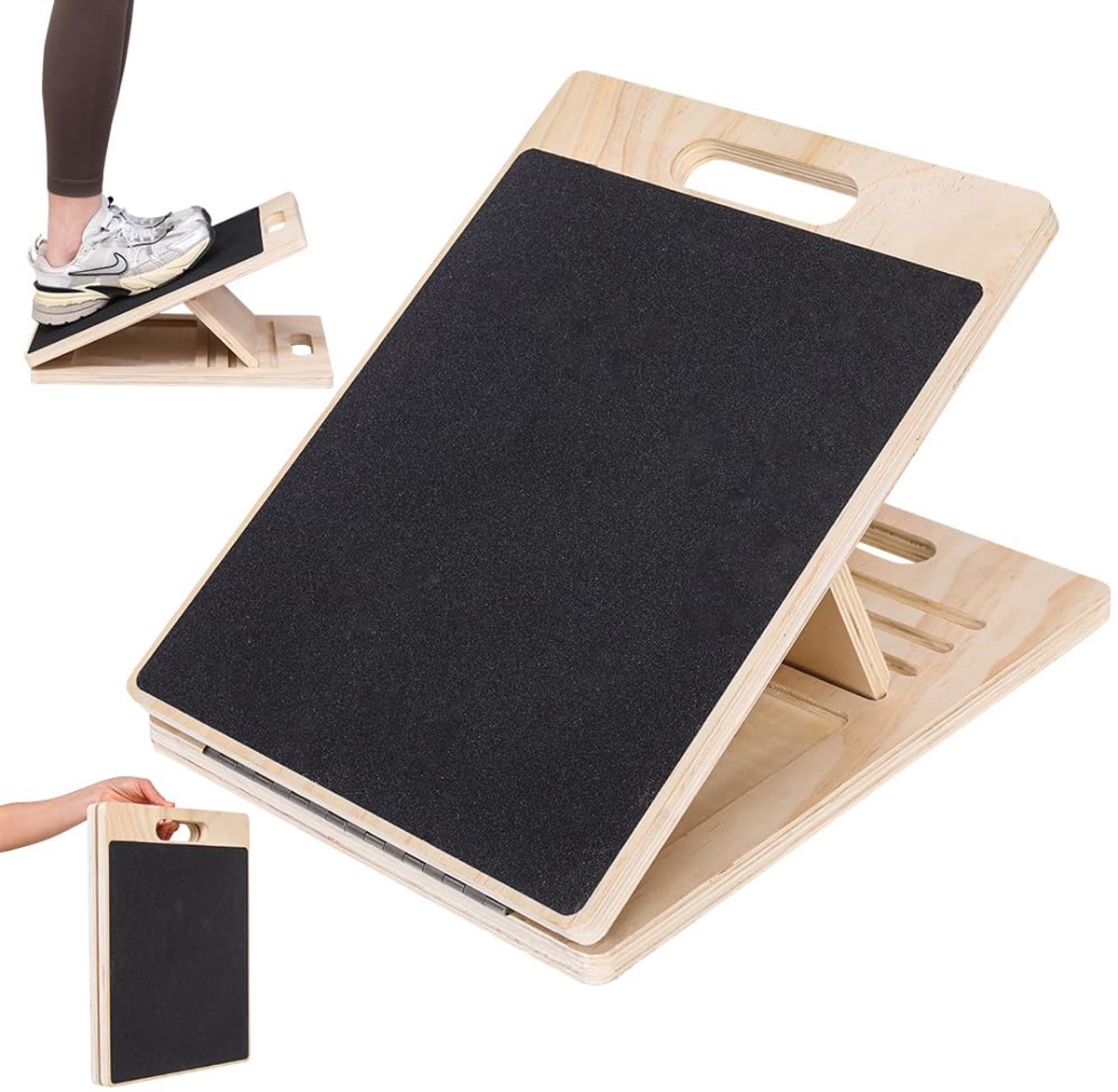 houten plank met hellingshoek, 5 verstelbare hoeken, voor stretching, revalidatie en flexibiliteitstraining
