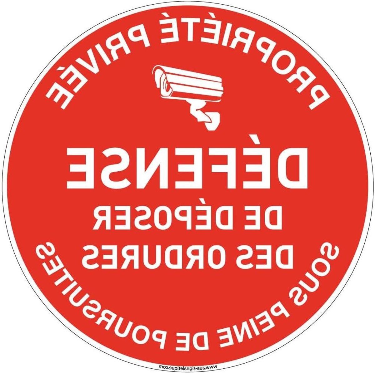 Waarschuwingsbord - Camerabewaking Bord - Beveiliging Terrein - Zelfklevend Vinyl - Ø 180 mm - Multicolor