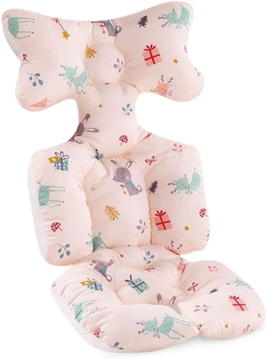 Baby Zitkussen - Kinderwagen Inlegger - Comfortabel Reizen - Dubbelzijdig Omkeerbaar - 35x75 cm - Herten