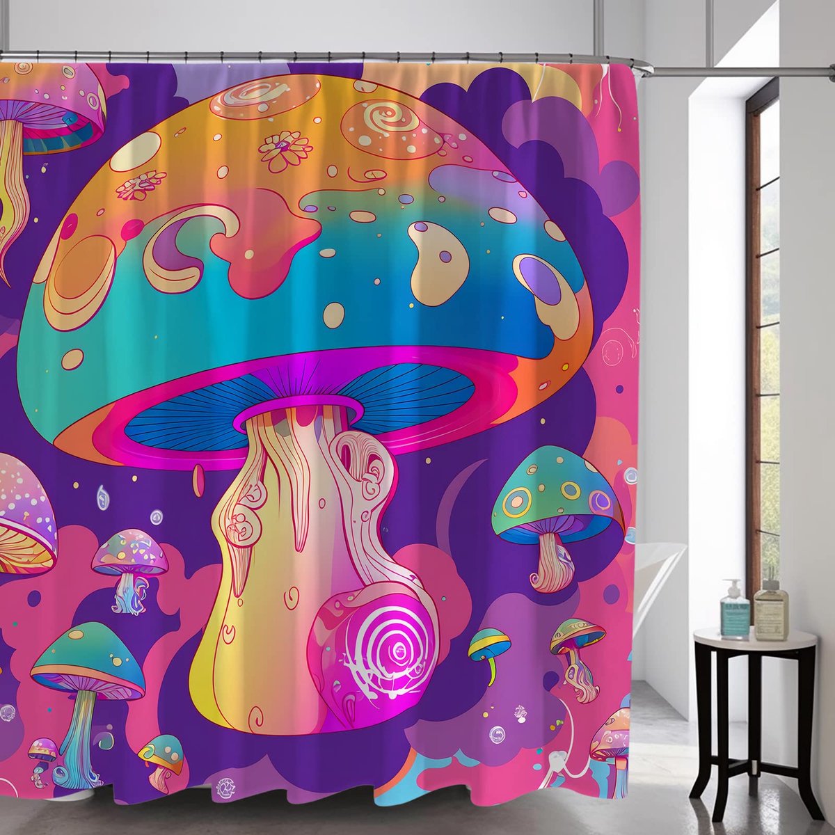 Mushroom Skull Animal Geometric Floral Modern Shower Curtains Set Farmhouse Fabric Shower Curtains Waterdicht met 12 Stuks Haken voor Home Hotel Bathroom