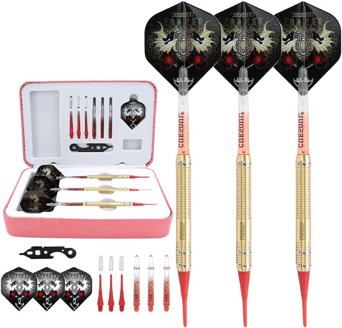 Dartset Zachte Punt - Dartpijlen Set - Hobby Spel - Luxe Opbergkoffer - 16 Gram - Blauw
