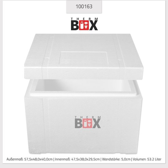 Thermobox Piepschuim - Koelbox Warmhoudbox - Voedsel Transport - Lichtgewicht Isolatie - 57.5x48x40cm - Wit — afbeelding 3