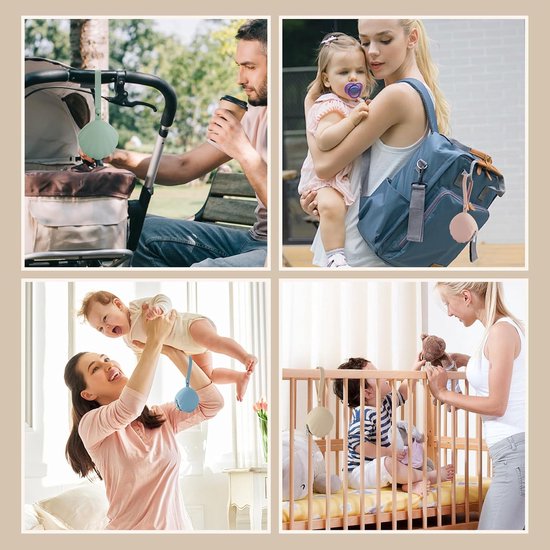 Speenhouder Silicone - Fopspeen Doosje - Baby Spullen Opbergen - Lekvrij en Stofdicht - 2 stuks - Zand en Lichtgrijs — afbeelding 2