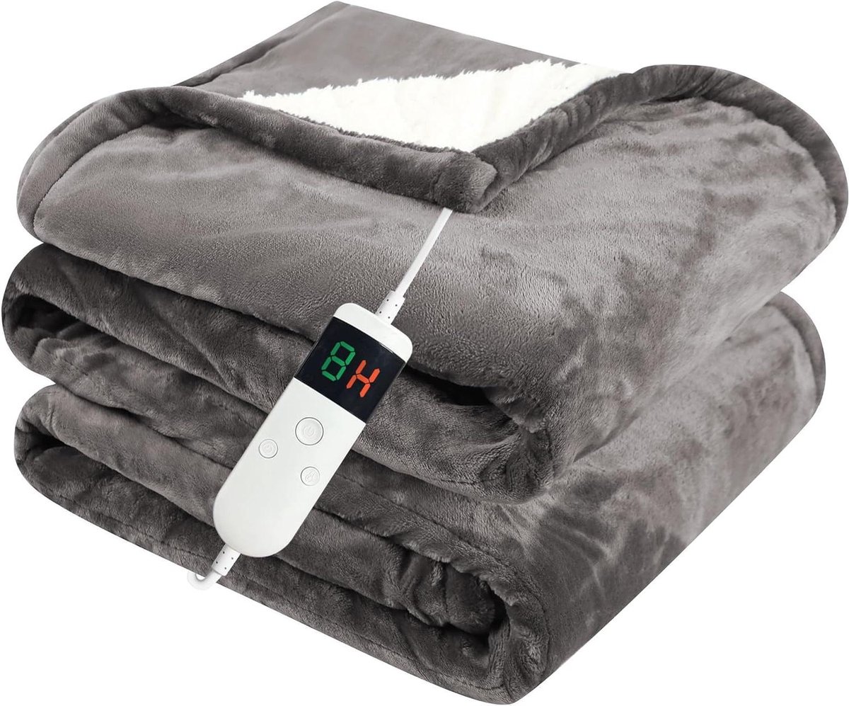 Elektrische Deken - Verwarmde Deken - Warmte en Comfort - Automatische Uitschakeling - 130 x 180 cm - Lichtgrijs