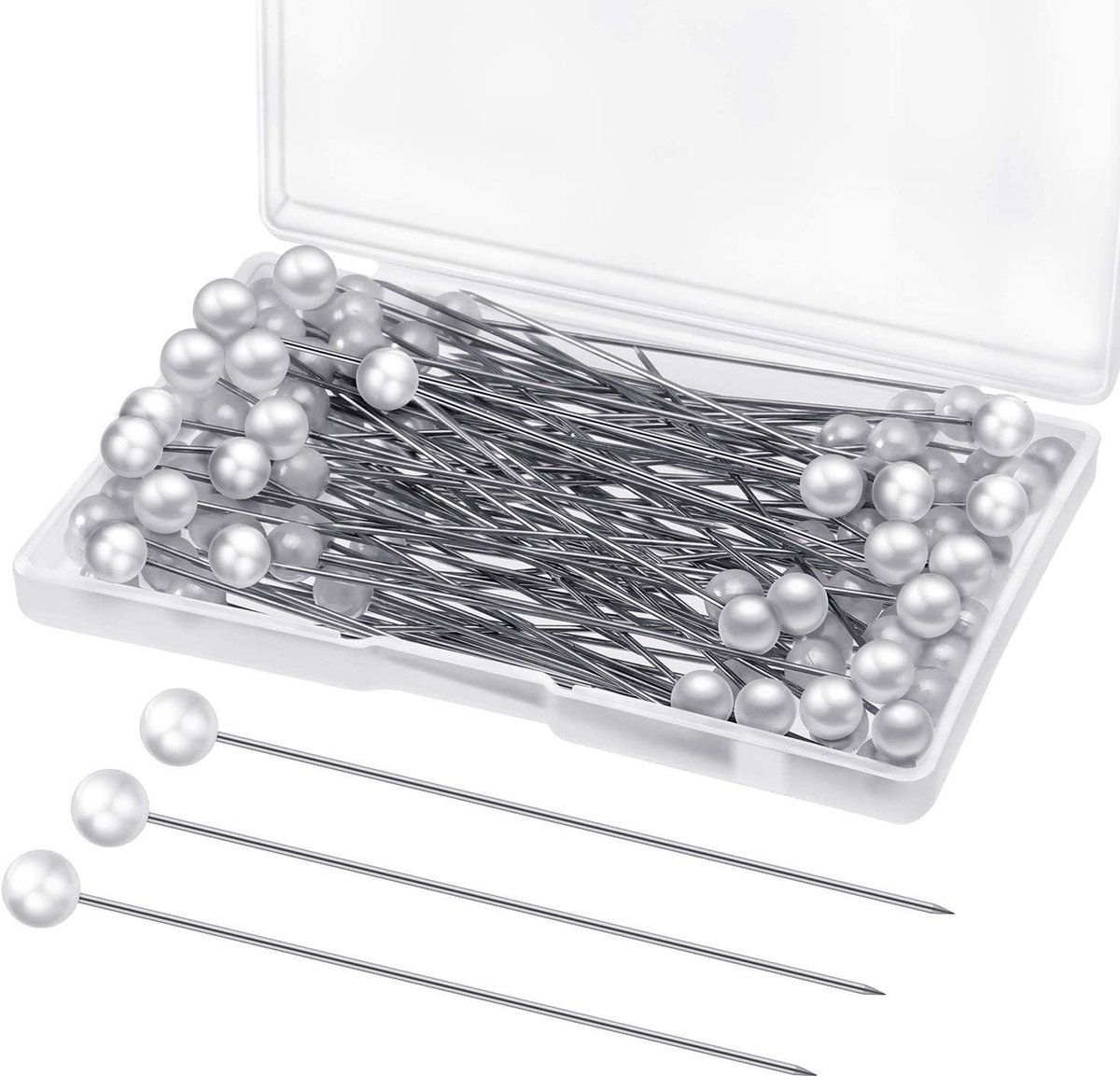 Bruiloft Knoopsgat Spelden - Parelkop Spelden - Bloemstukken Maken - Duurzaam Metaal - 6.5 cm - Wit