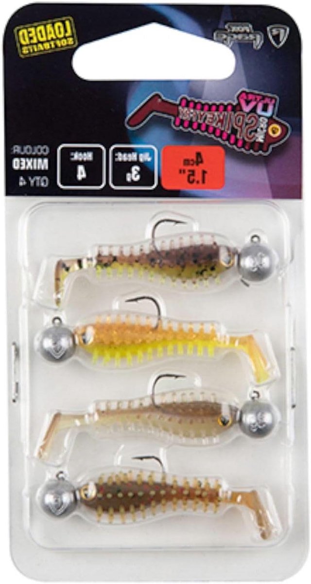 Rubberen Vissen - Softbaits Kunstaas - Vissen op Baars - Gemonteerd met Jighead - 4cm 3g - Gemengde UV Kleuren