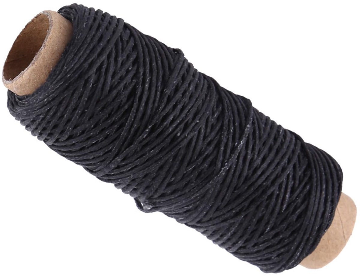 Naaigaren Craft Reparatie 50m 1mm Zwart Sterk voor Leer 0 Vlecht Waxed Draad voor Leer (zwart)