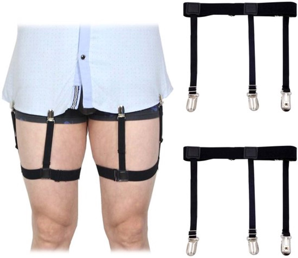 By shayne Anti-rimpelclip Shirt met 3 klemmen Verstelbaar en Zwart