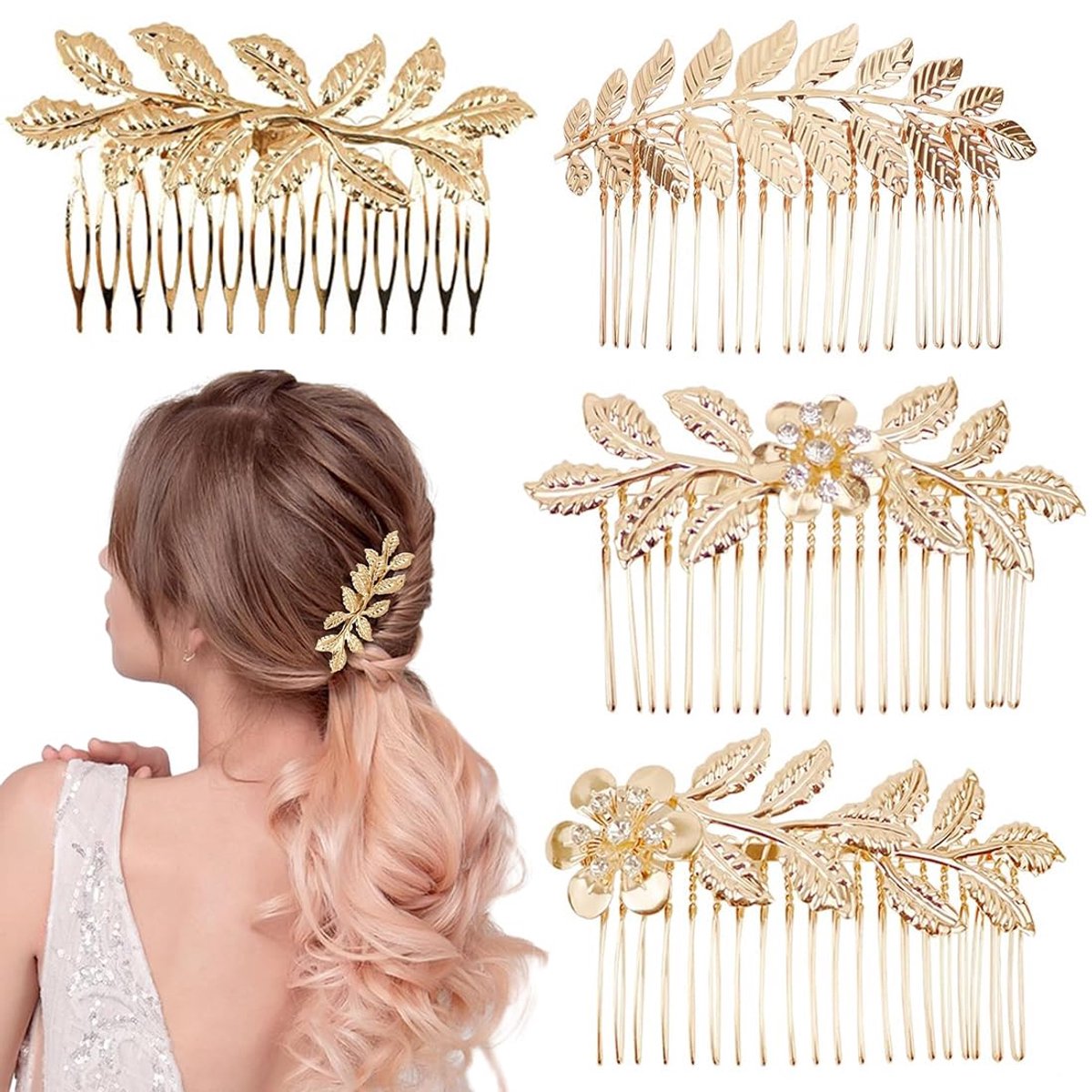 Haarkammen, elegante gladde legering, bladhaaraccessoires voor dames, mooi en charmant, eenvoudig te gebruiken, ideaal voor individueel haarstyling-design.