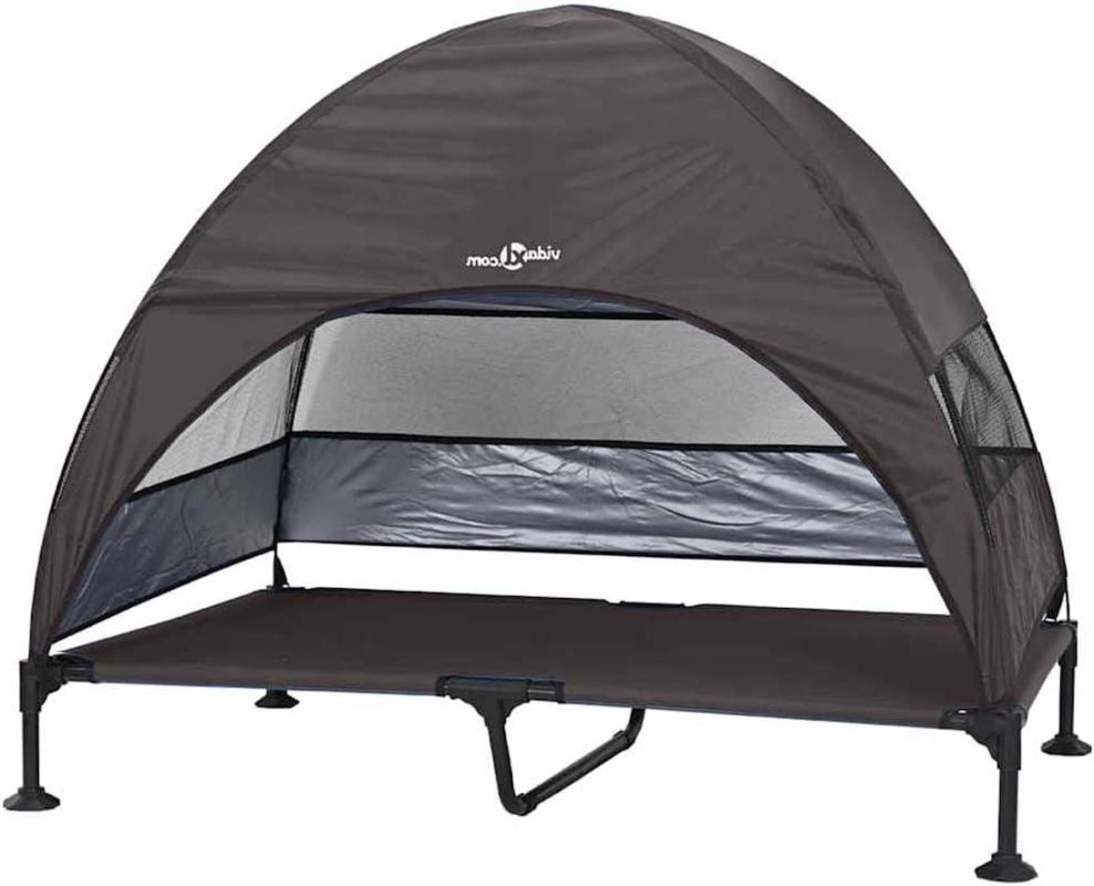 Verhoogd Hondenbed - Hondenligbed Buiten - Comfortabel Rusten - Krasbestendig Staalframe - 127 x 81 x 108 cm - Bruin