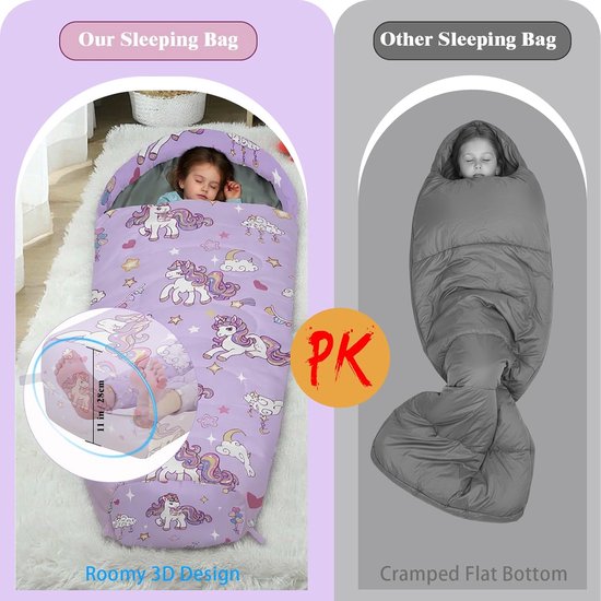 Kinderslaapzak 3 Seizoenen Meisjes en Jongens - Warm, Comfortabel & Inclusief Rugzak — afbeelding 3