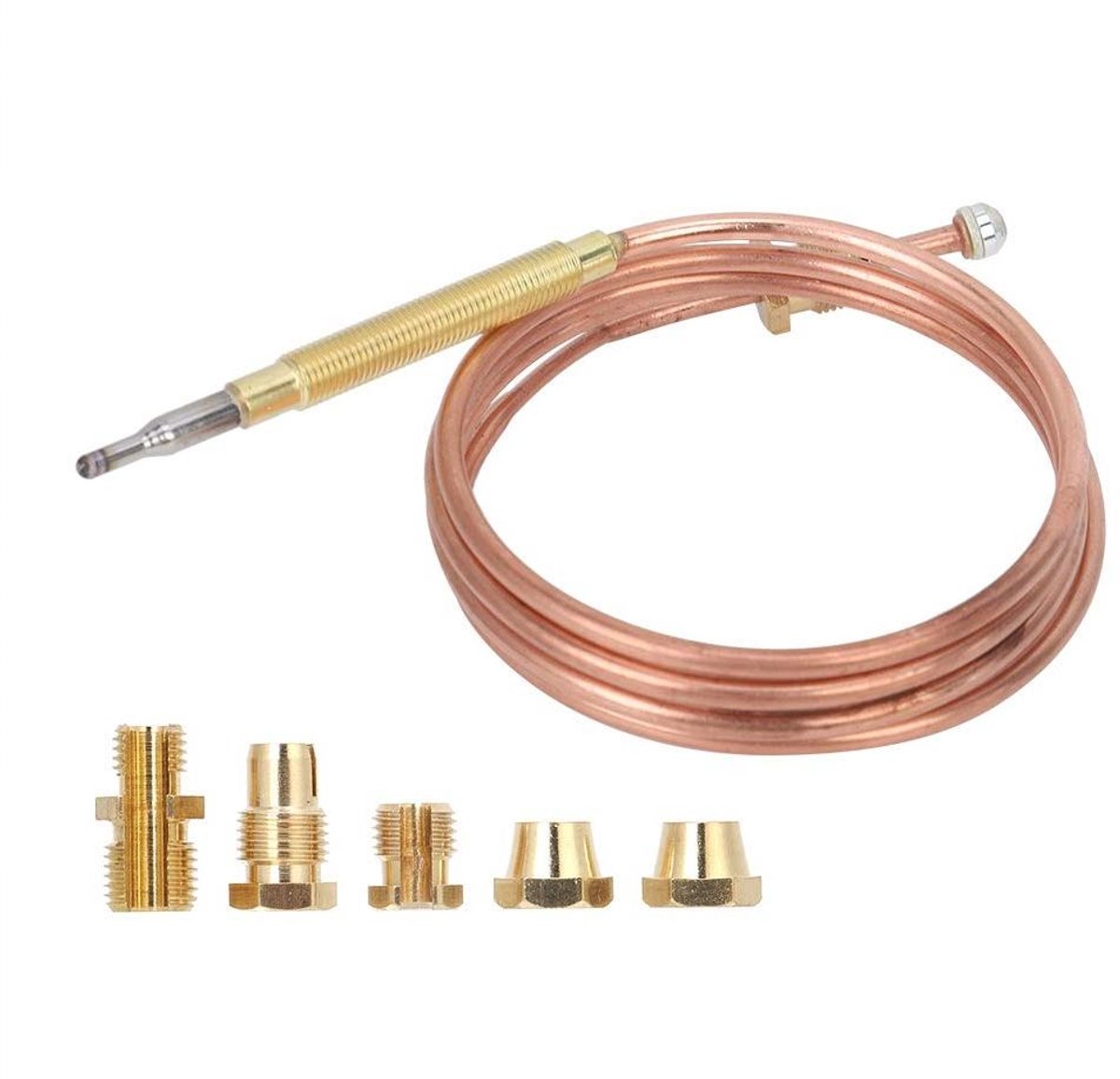 Universeel Thermokoppel - Temperatuursensor Gas - Gasapparaten Repareren - Met Bevestigingsmoeren - 900 mm - Messing