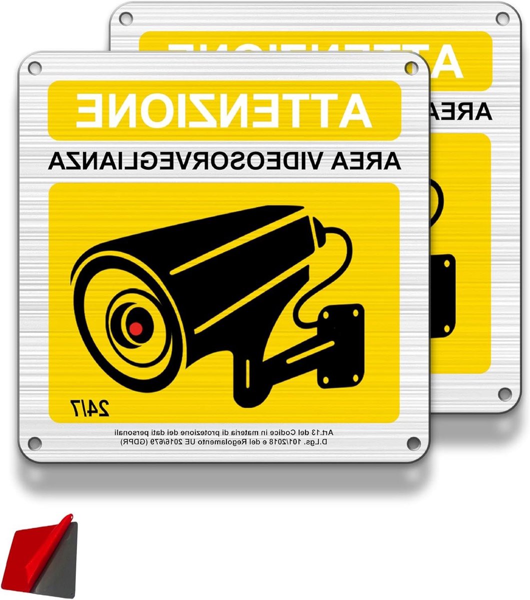 Videobewakingsbord - Camerabewaking Schild - Veiligheid Markeren - UV-print Technologie - 15 x 15 cm - Wit