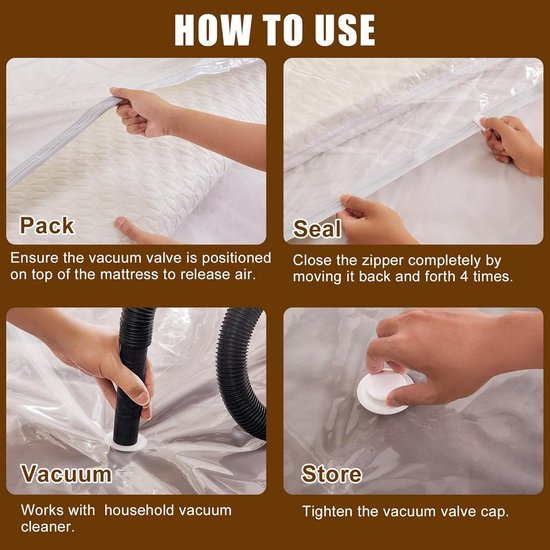 Matras Vacuümzak - Matras Opbergtas Compressie Tas - Matras Opslag - 80% Ruimtebesparend - Twin/Twin XL - Transparant — afbeelding 2
