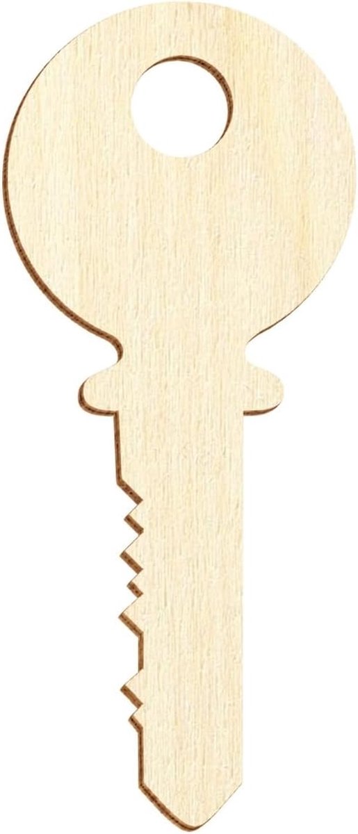 Houten Sleutels - Decoratie Sleutels - Hobby Knutselen - Gelaserd Bruine Rand - 20 cm 100 stuks - Natuurlijk Hout