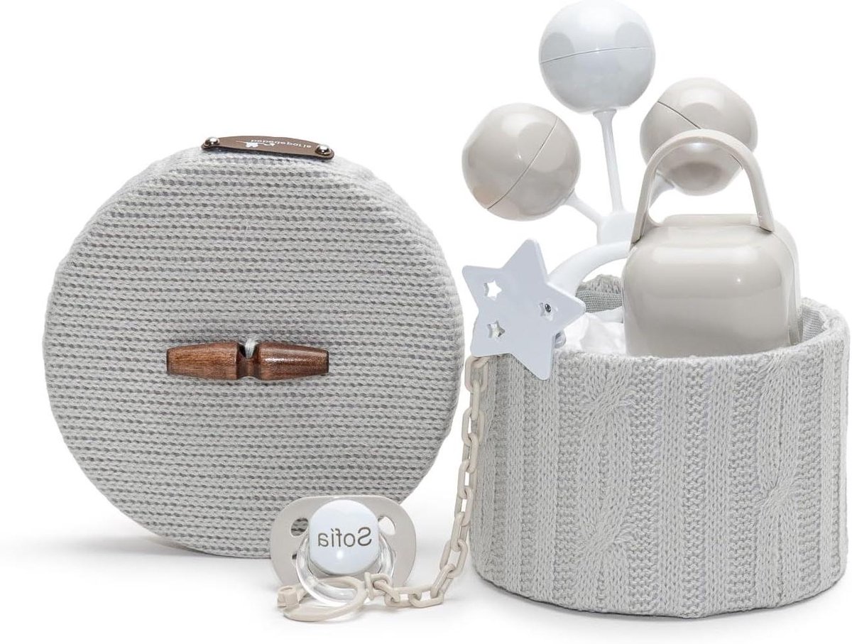 Kraamcadeauset Baby - Geboortecadeau Set - Baby Vermaken - Gepersonaliseerde Fopspeen - 14 cm - Neutrale Kleur