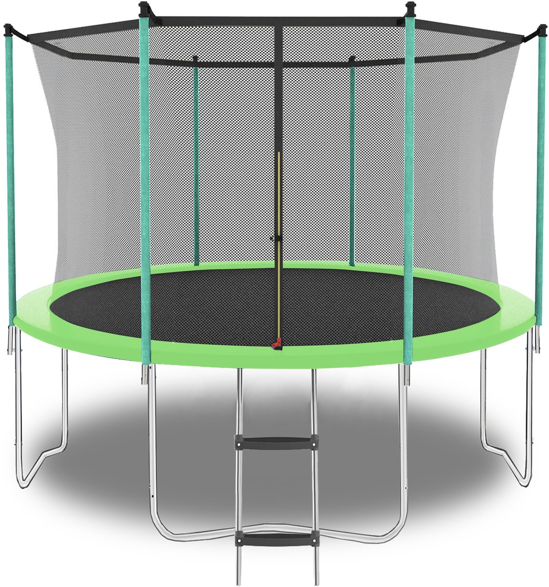 Trampoline 8FT - voor buitengebruik - met veiligheidsnet - met ladder - maximaal gewicht 181 kg - groene kleur