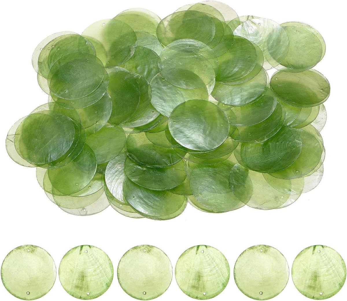 Ronde Schelpen - Schelp Bedels - Handwerk Maken - Natuurlijke Zeeschelpen - 50 mm diameter - Groen