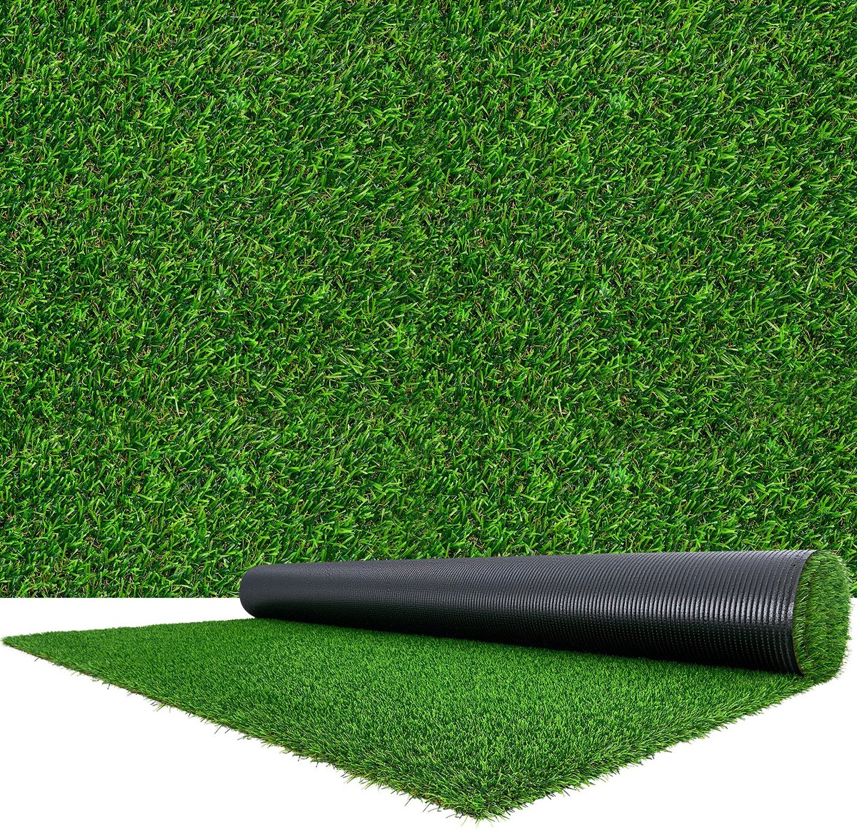 Kunstgras - Grastapijt Kunstgrasmat 4,57 x 2,13 m - Poolhoogte 3,5 cm - Met Drainagegaten - Op Maat Te Snijden - Voor Balkon Tuin Terras Binnen - Groen