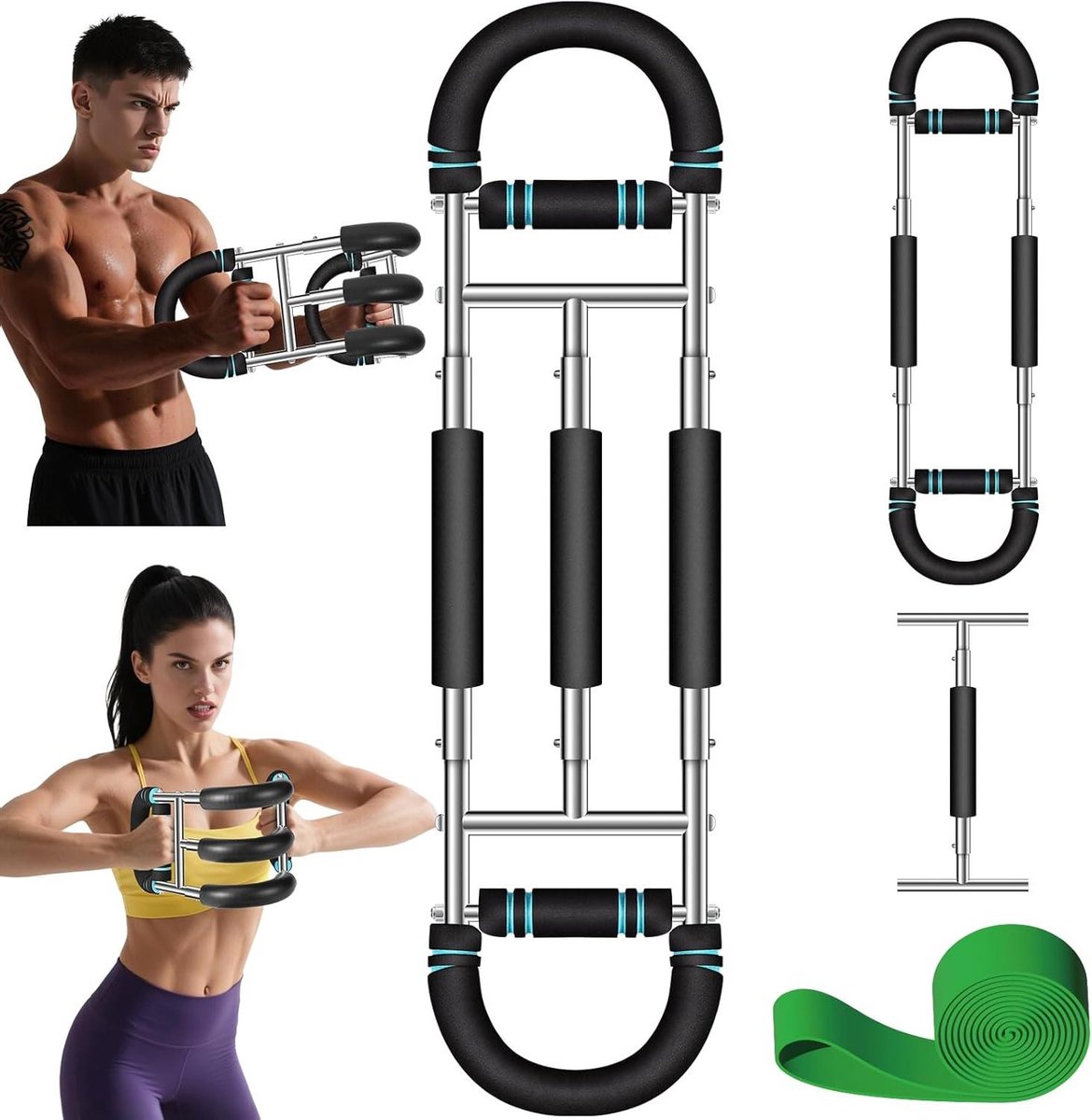 Arm Trainer - Borst Expander - Kracht Training - 9 Weerstandsniveaus - 30-180 lbs - Zwart